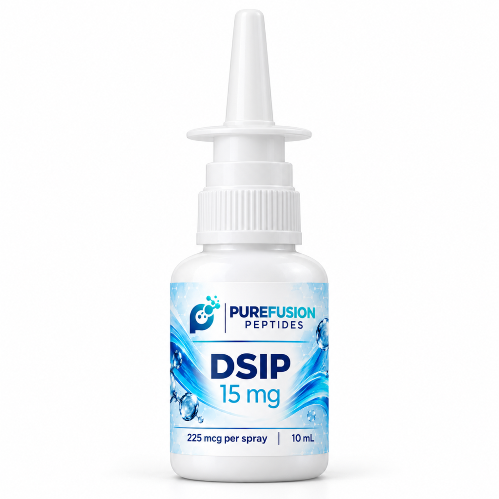Purefusion DSIP 15 mg, 10 mL white spray bottle, front view